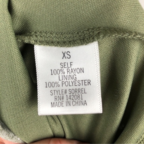 Blue Rain Olive Green Sheath Tiered Dress Size XS - Picture 8 of 9